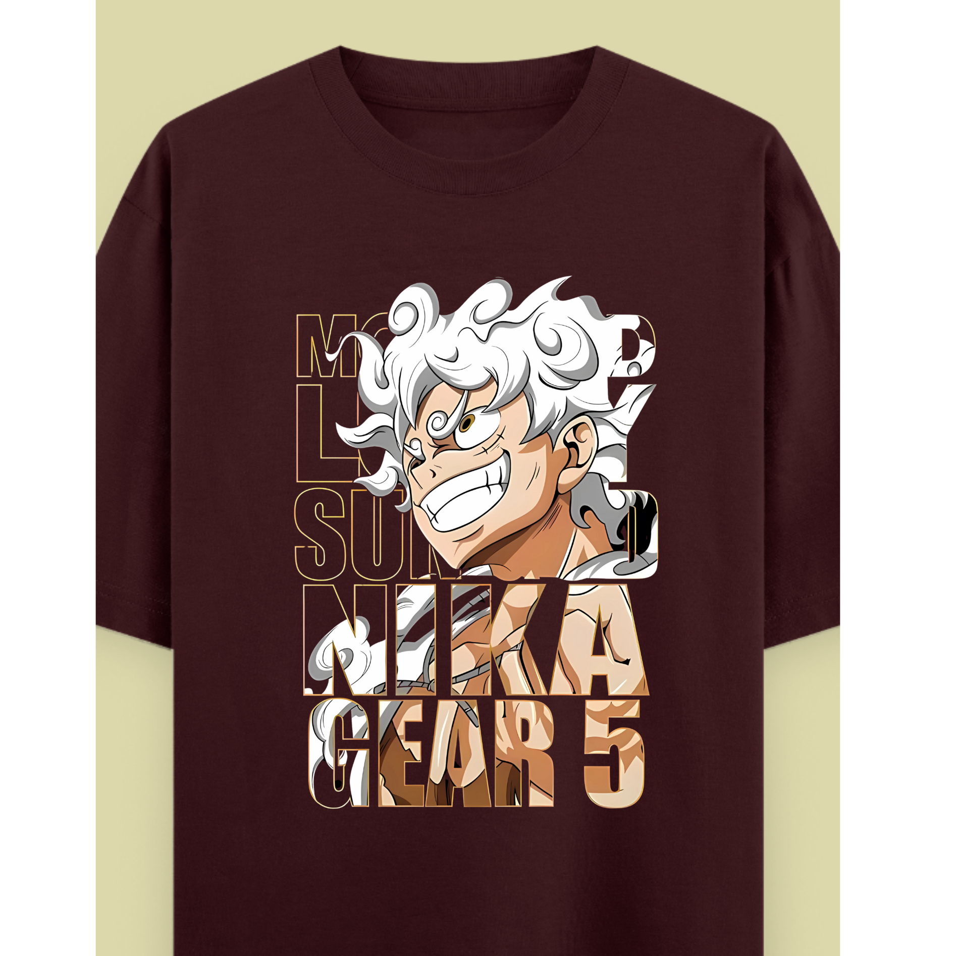 "Gear 5 Nika Oversized Tee – Maroon Edition"