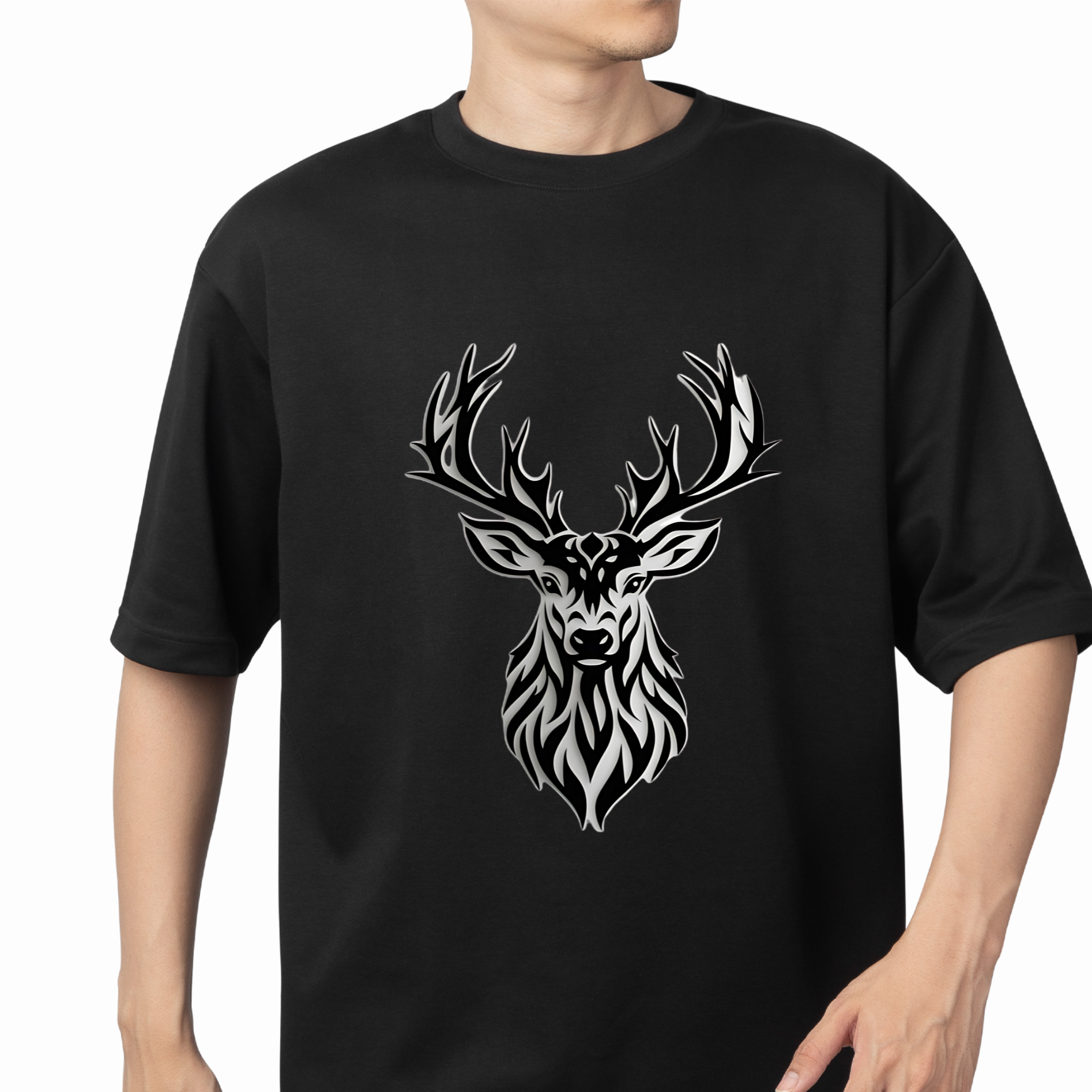 "Tribal Stag Majesty" Oversized  T-Shirt