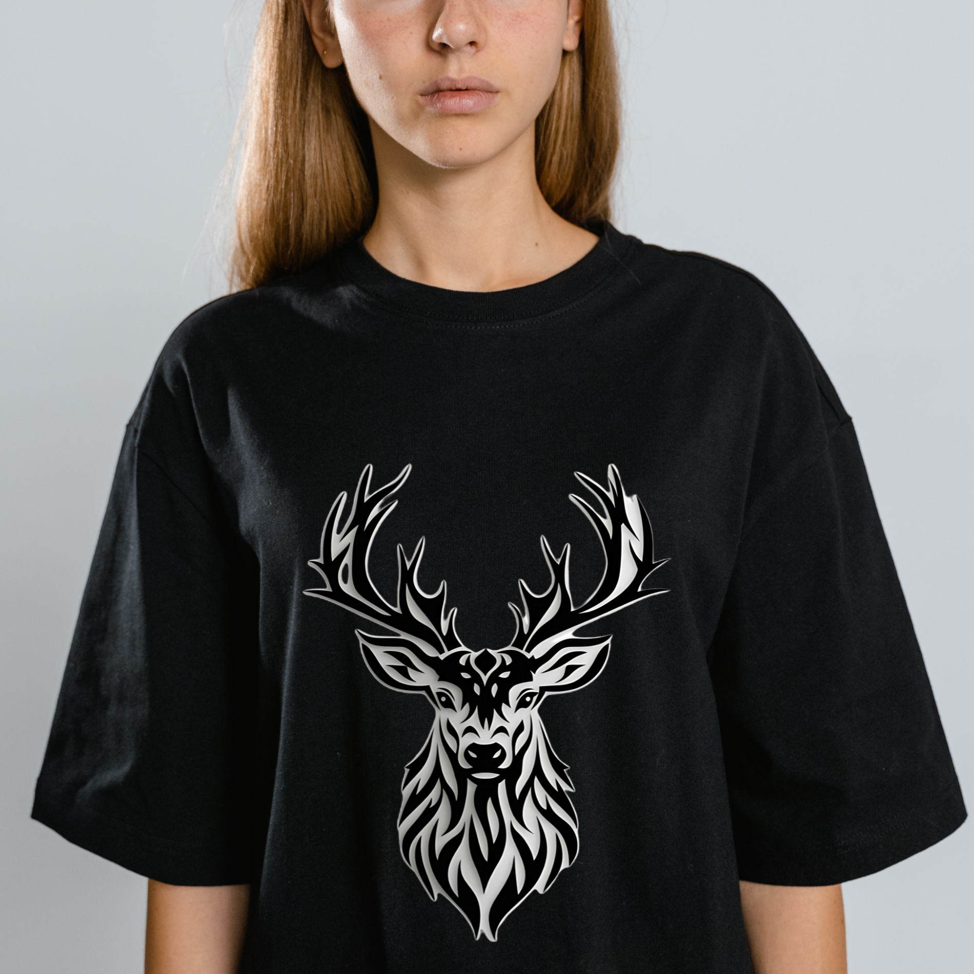 "Tribal Stag Majesty" Oversized  T-Shirt