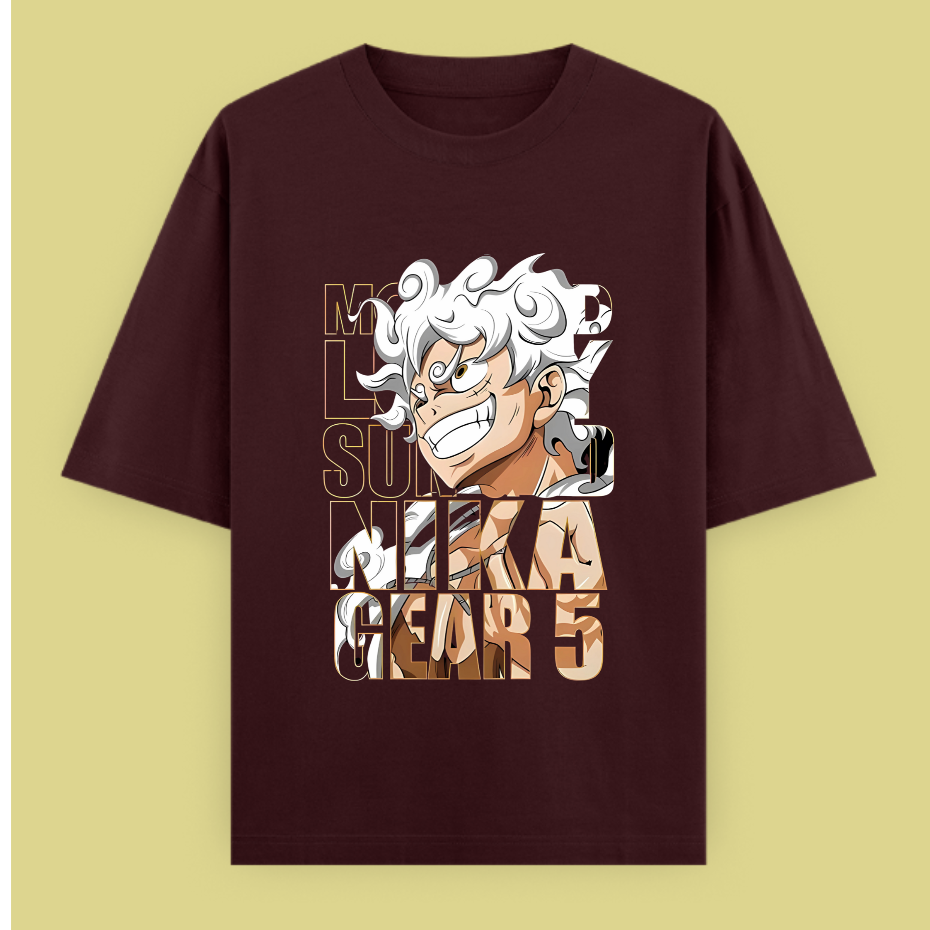 "Gear 5 Nika Oversized Tee – Maroon Edition"